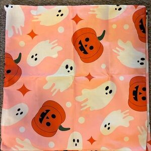 Pink Halloween Pillow Covers, set of two, Pumpkins & Ghosts, 18” x 18”